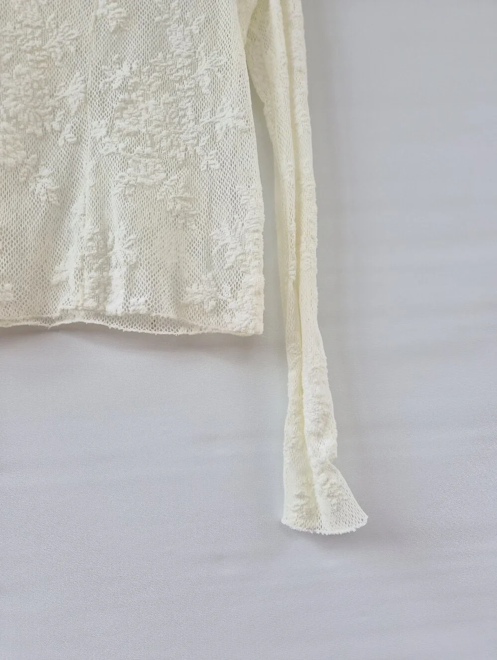 Free People Lady Lux Cream Sheer Lace Top S Coquette Fairycore Mesh Layering